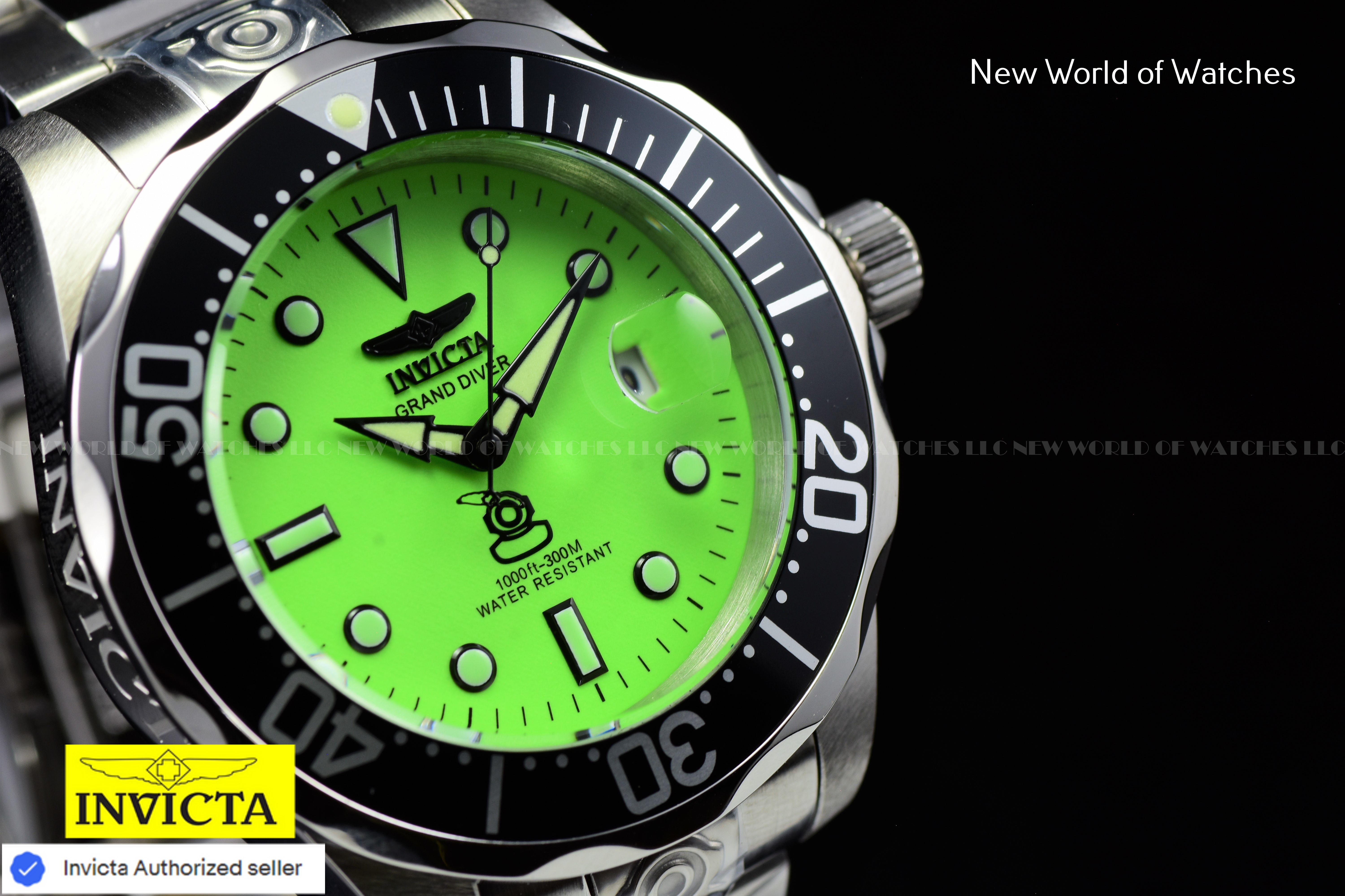 Invicta Men's Watch Grand Diver 47 MM Rare Green Dial Bracelet